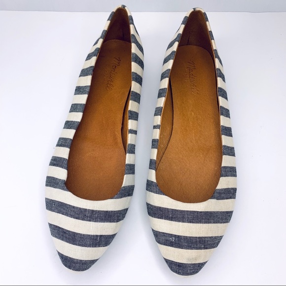Madewell Sidewalk Skimmer Striped Ballet Flats pointy toe flats - Picture 2 of 8